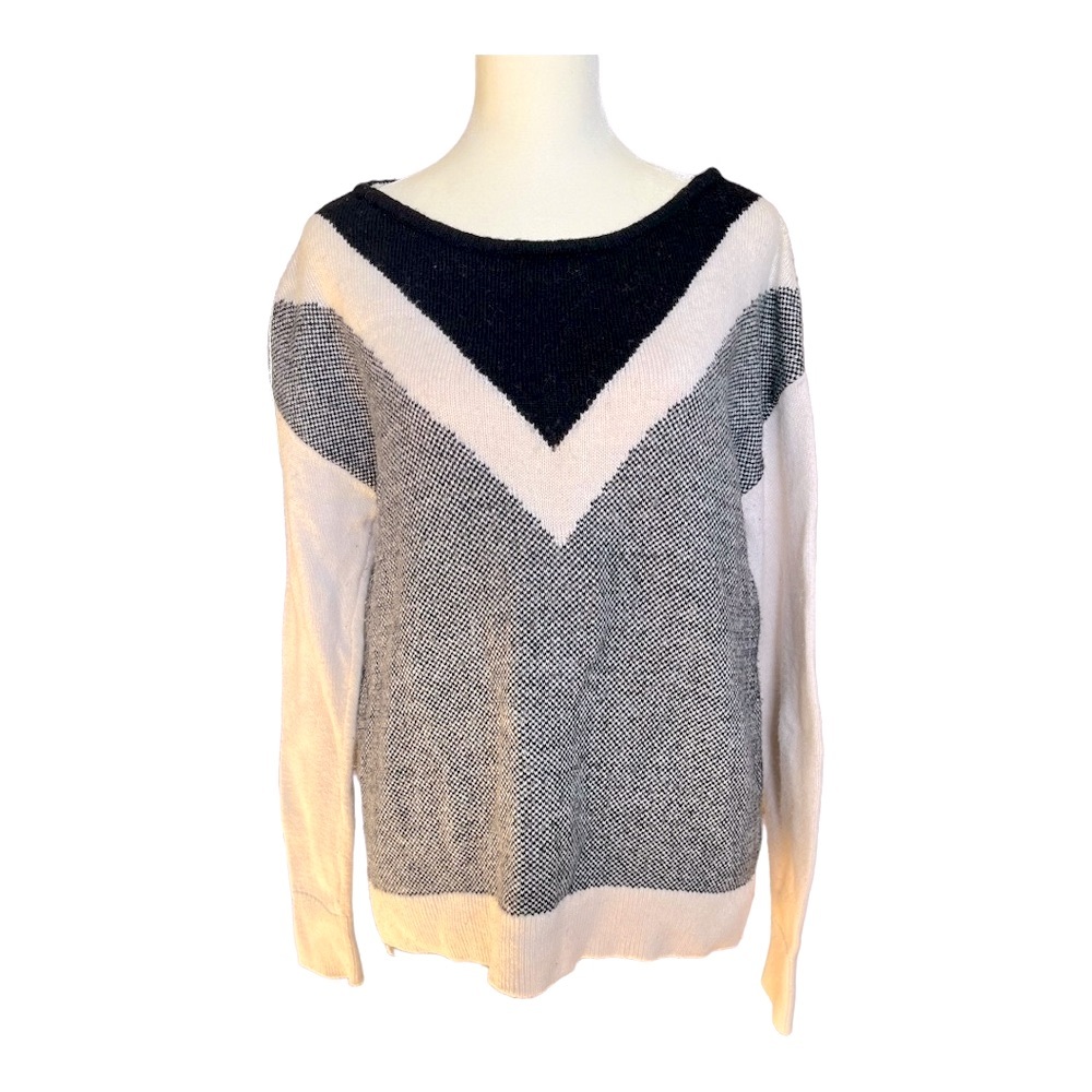 Merino wool blend colorblock V-stripe sweater from Gap size m - Picture 2 of 9